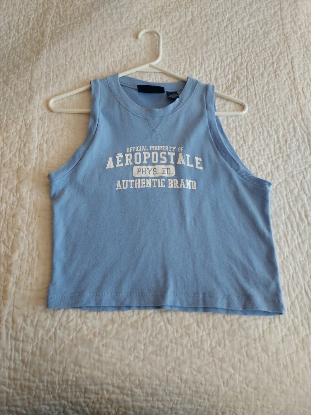 Aeropostale Size Large Tank Top Cropped Vintage Blue Y2K Phys Ed style EUC